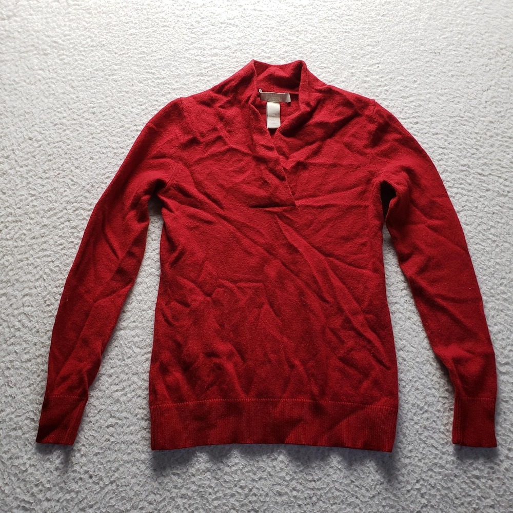 Banana Republic Sweater Womens XS Red V Neck Long Sleeve Wool Cashmere Knit